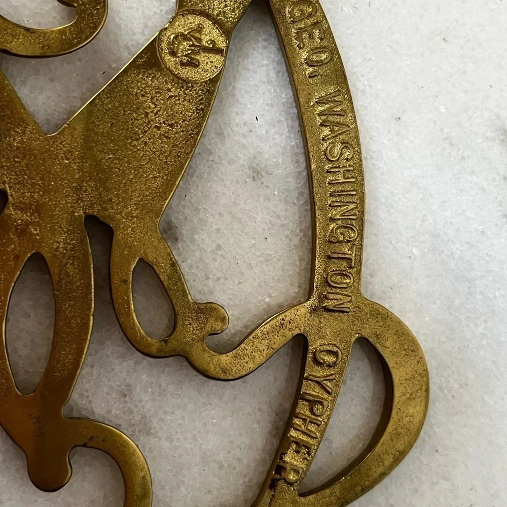 George Washington Brass Cypher Trivet Virginia Metalcrafters Bicentennial 1776